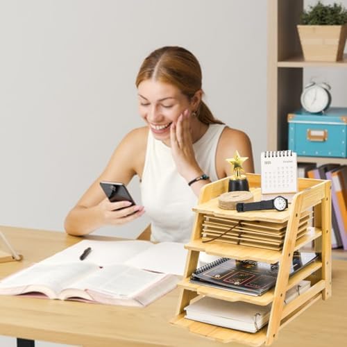 ZAVOOS 4 Tier Wood Paper Organizer for Desk - Image 7
