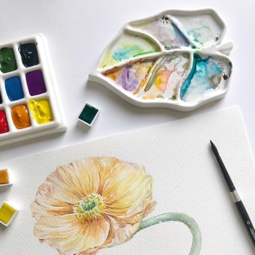 Bower Bird Ceramic Watercolor Palette,Mini 5.5in Leaf Artist Porcelain Palettes for Painting,for Acrylic,Gouache,Watercolor,Painting,Ceramic Mixing Tray (Ceramics) - Image 3