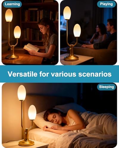 Lightdot Mid Century Modern Table Lamp Vintage Gold Dimmable Plug in - Image 7