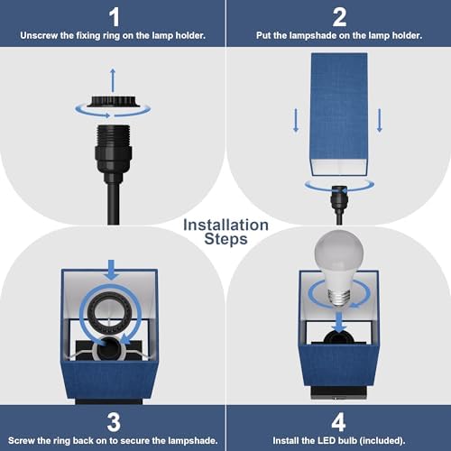 Bedside Table Lamp for Bedroom with 2USB Ports, 14-Inch, NavyBlue - Image 7