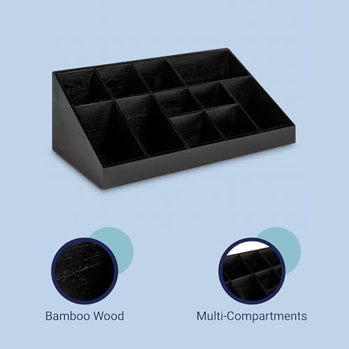 happimess Bambury 18" Cup and Condiment Station Bamboo Organizer, Black - Image 6