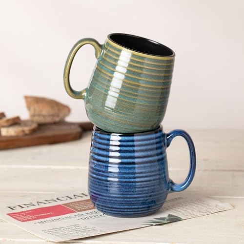 20 oz Large Coffee Mug for Women and Men, Large Ceramic Mug (Blue, 1PCS) - Image 6