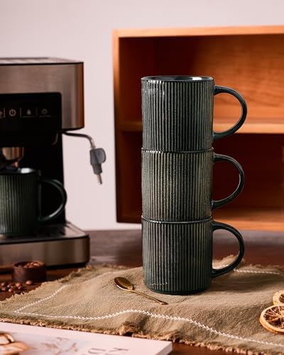 famiware Coffee Mug Set of 8, Star 12 oz Ceramic Mugs Cups Set with Handle - Image 6