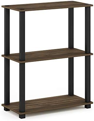 Furinno TURN-S-TUBE Storage Shelves, 3-Tier Book Shelf, Corner Shelf, Toolless Open Shelves, for Organization and Storage, Living Room, Garage, Home Office, Columbia Walnut - Image 6
