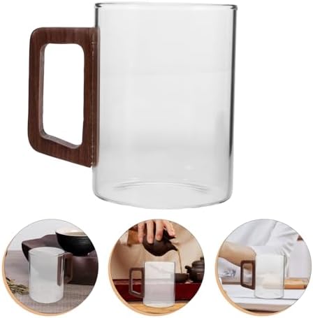 Veemoon Wooden Handle Glass Coffee Cup, Single-layer Glass Tea Mug, Thickened High-temperature Resistant Cup for Hot and Cold Beverages at Home - Image 7