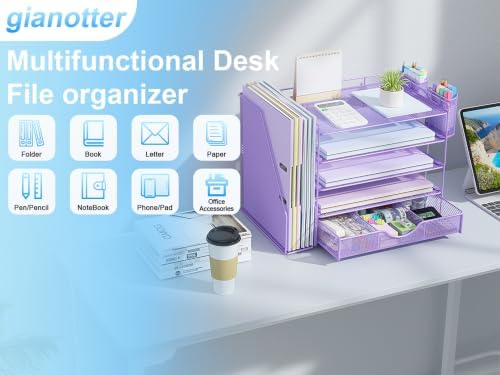 gianotter 5-Tier Desk Organizer with Drawers and File Holders - Image 7