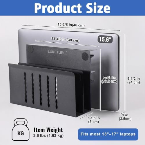 LUKETURE Desk Side Storage, 2 Tie Laptop Holder No Drill Clamp On Organizer - Image 6
