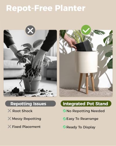 Bamworld Single Plant Holder for Indoor Plants Metal Planter Stand 10.5in - Image 7