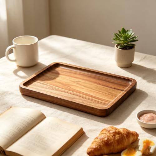 10 inch Small Wooden Platters Rectangle Mini Charcuterie Boards Acacia Wood Serving Trays Home Decor Cheese Board Cake Appetizer Plates Kitchen - Image 5