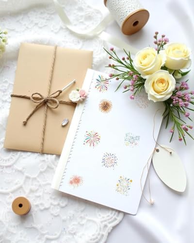 50Pcs Firework for Scrapbooking,Self-Adhesive Transparent Stickers Scrapbook Supplies Journaling Supplies for Adult Card Making Letters DIY Water Bottle Cards Decoration - Image 7