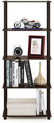 Furinno TURN-S-TUBE Book Shelf, 5-Tier Toolless Storage Shelves with Square Tubes, Shelving Unit for Organization and Storage for Living Room, Home Office, Walnut - Image 6