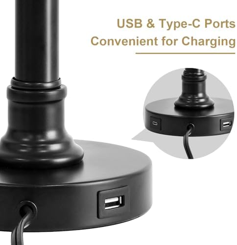 Oneach 19.5" Small Table Lamps Set of 2 for Living Room Bedroom, USB A+C - Image 7