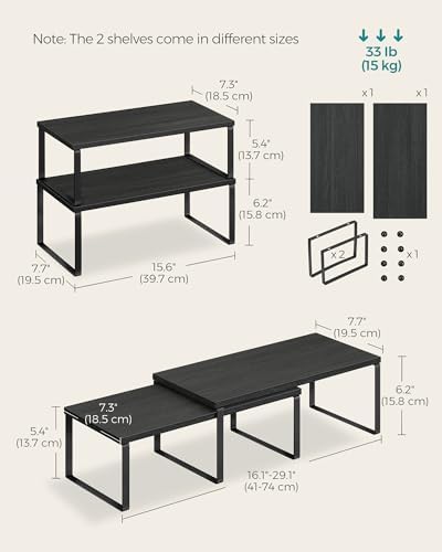 SONGMICS Cabinet Organizer Shelf, Set of 2 Spice Rack, Kitchen Storage - Image 6