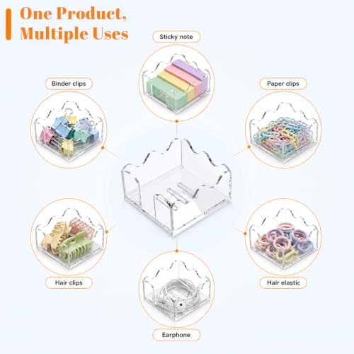 Clear Acrylic Sticky Note Holder Wavy Memo Pad Dispenser for Desk Storage - Image 7