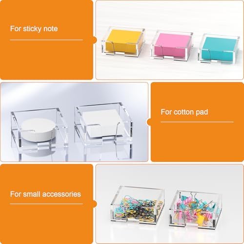 Beego Modern Elegant Crystal Clear Acrylic Sticky Note Holder Organizer - 3x3 in Square Notepad Holder - 3 Count - No Pads - Office Desk Organization - Image 7