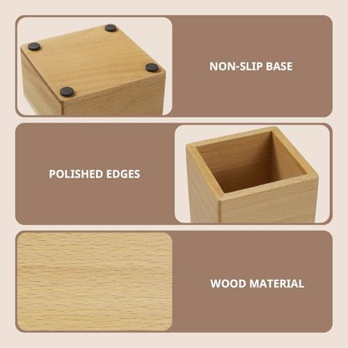 Desk Organizer Set of 3 - Wood Office Desk Accessories - Desk Organizers and Accessories for Women Men - Set incl. Pencil Pen Holder, Paperclip Storage and Sticky Note Holder - Image 7