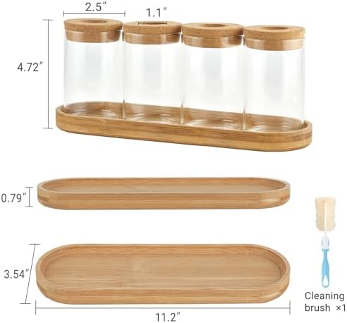 Dahey Plant Propagation Stations, 4 Pcs Glass Vases with Wooden Stand & Lid - Image 6
