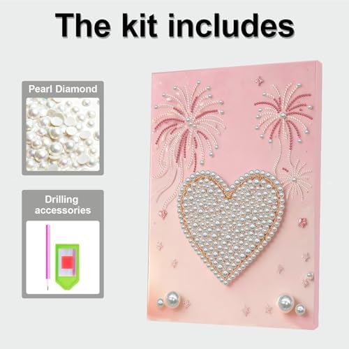 DIY Pearl Painting with Frame, Creative Design, Handmade Stress-Relieving Home Wall Decoration, Includes Frame and Tools-Heart - Image 7