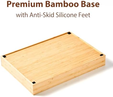 Umilife Extra Large Bamboo Desk Drawer Organizer, Wood Junk Organizer Tray with Adjustable Dividers, Anti-Skip Storage Organization in Office Bathroom Drawer for Vanity, Makeup, 17" x 12" - Image 6