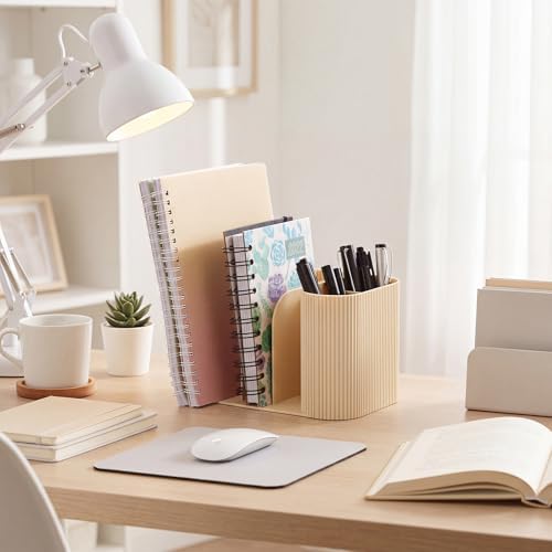 Junkin Desk Organizer 6 Compartments, Modern Ribbed Pen Holder Book Stand - Image 6