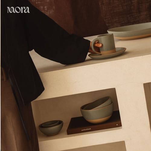 MORA Medium Mugs Set of 4, 16oz Ceramic Pottery Latte Mugs/Coffee Cups - Microwave and Dishwasher Safe - Harvest - Image 7