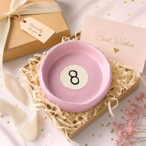 Roowest 8 Ball Jewelry Tray Pink Trinket Dish Resin Home Decor - Image 6