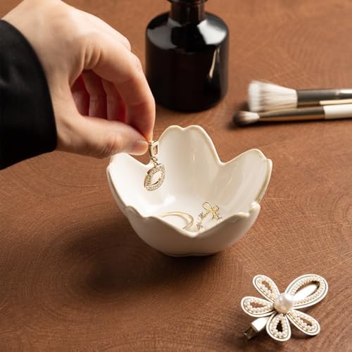 Ceramic Ring Holder Tray, Floral Trinket Bowl for Jewelry - Image 6