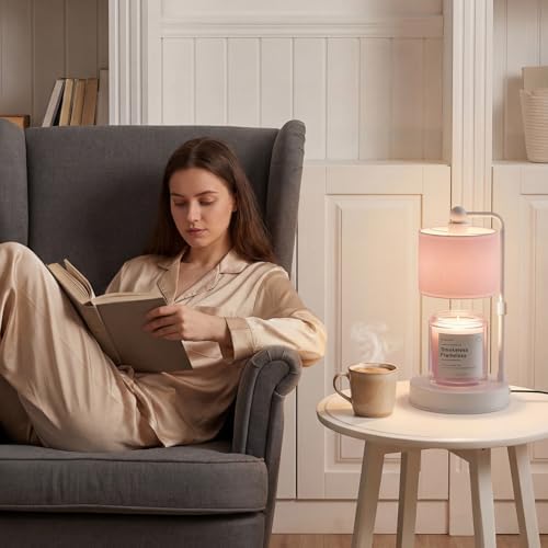Pink Candle Warmer Lamp with Timer, Modern Farmhouse Dimmable Candle Warmer, Height Adjustable Electric Candle Lamp Warmer with 2 Bulbs, Home Decor for Bedroom-Pink - Image 7