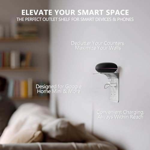WALI Double Outlet Shelf Wall Holder – Bathroom Shelf Duplex for Electric Toothbrush, HomePod Mini, Echo Dot & Phone Charging – White (DLS001) - Image 7