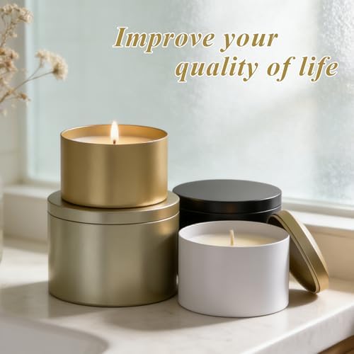 PCREGPAE 8OZ Black Candle Tins Cans with Lids and Wicks for Making Candles - Image 7