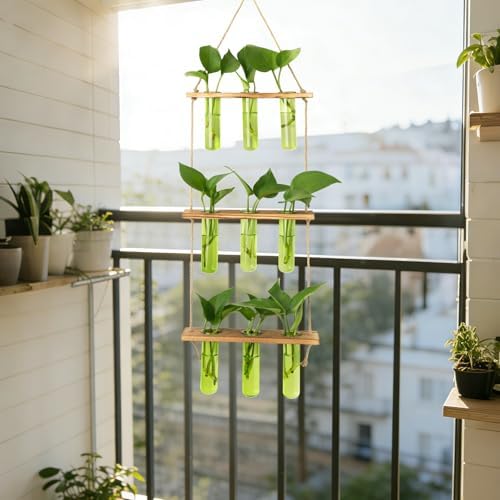 XXXFLOWER Wall Hanging Propagation Station with Wooden Stand Green - Image 6