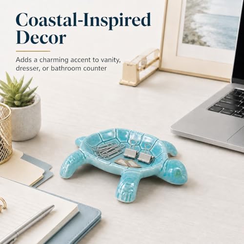 Ring Holder Ceramic Turtle Jewelry Dish,Trinket Tray for Rings Earrings Necklace Bracelet, Sea Turtle Decorative Tray for Vanity Nightstand Bathroom - Image 6