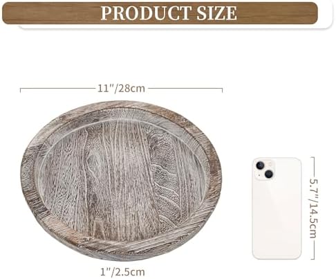 Hanobe Round Wood Candle Holder Tray, Rustic Coffee Table Centerpiece Decor - Image 6