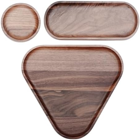 Normcore 3 Pack Wooden Serving Trays, Wood Serving Tray Wooden Decorative Coffee Tea Platter, Genuine American Walnut Serving Platters Set, Set of 3 for Living Room, Coffee Table, Home Decor - Image 6