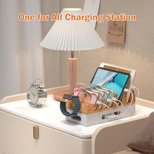 Pezin & Hulin Bamboo Charging Station with 5 Cables-Natural+White - Image 7