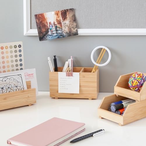 Desktop Organizer, 7" x 3.5" x 4.2", Bamboo, Made of Natural Materials - Image 6