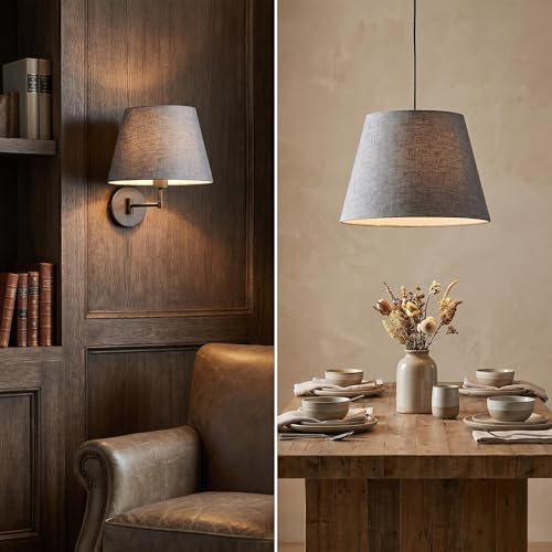 Set of 2 Medium Gray Spider Fitter Replacement Lamp Shades for Table Lamps - Image 7