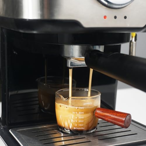 1 Pack Espresso Shot Glass 75ML Triple Pitcher Barista Single Spouts With Wood Handle By BCnmviku - Image 6