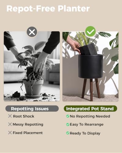 Bamworld Single Plant Holder for Indoor Plants Metal Planter Stand 10.5in - Image 7