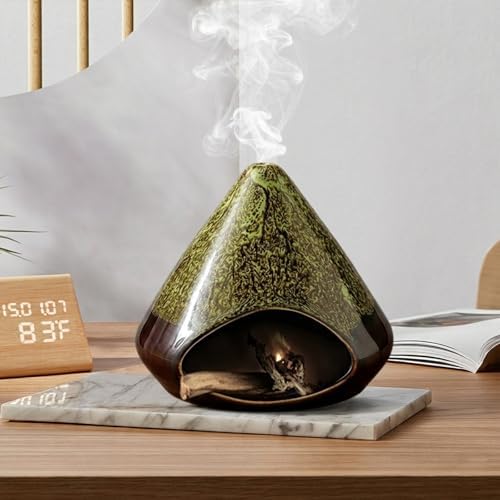 Handcrafted Ceramic Palo Santo Holder –Artistic Incense Burner for Meditation, Mindfulness & Zen Home Decor – Wabi-Sabi Style Cone Sculpture, Relaxation & Aromatherapy-Gift for Yoga (Green) - Image 7