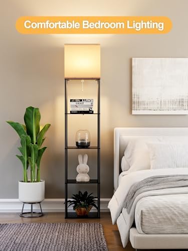 Large Floor Lamp with Shelves, 5-Tier Tall Floor lamp with for Living Room, Shelf Floor Lamp with 3 CCT LED Bulb, Corner Display Standing Column Lamp, Etagere Organizer Tower Nightstand for Bedroom - Image 7