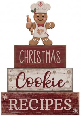 Moucuny 4 Pcs Christmas Table Decorations, Gingerbread Cookie Recipes Sign by Moucuny