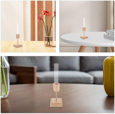 2pcs Glass Vase with Wooden Stand for Plant Propagation, Hydroponic Test Tube Terrarium, Stable Construction and Spacesaving Desktop Decor for Living Room and Bookshelf - Image 7
