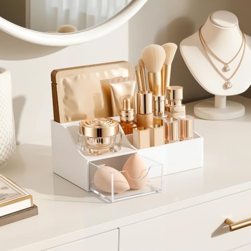 HBlife Acrylic Desk Organizer with Drawer, Pen & Pencil Holder, Multifunctional Desktop Caddy for Office Supply and Organization (White, 2 Pack) - Image 7