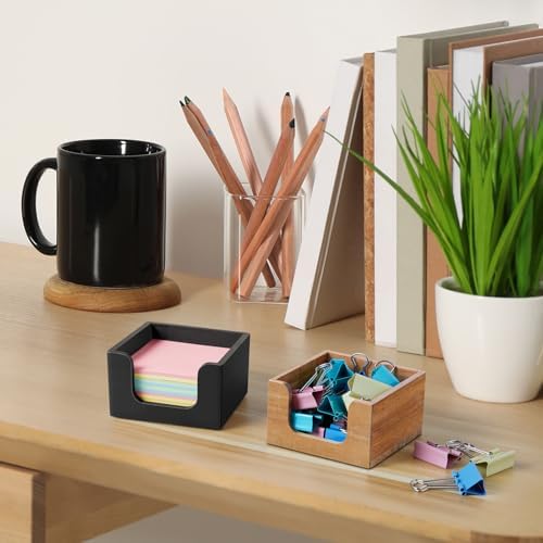 Bivvclaz Wood Sticky Note Holder, 3 x 3 Inch Post It Note Dispenser for Office Desk Accessories, Self Stick Note Pad Holder, Memo Pad Holder Dispenser Organizer for School Office Desk Supplies, Black - Image 6