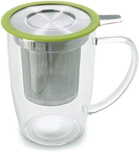 FORLIFE NewLeaf Glass Tea 16-Ounce Mug with Infuser and Lid, Lime - Image 2