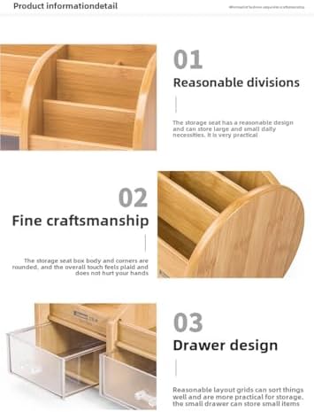 Wooden desktop storage box, office stationery storage stand, wooden pen holder - Image 6