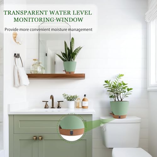 Self Watering Pots for Inoor Ourdoor Plants 10/9/8/7/6.5 Inch, 5 Pack - Image 6