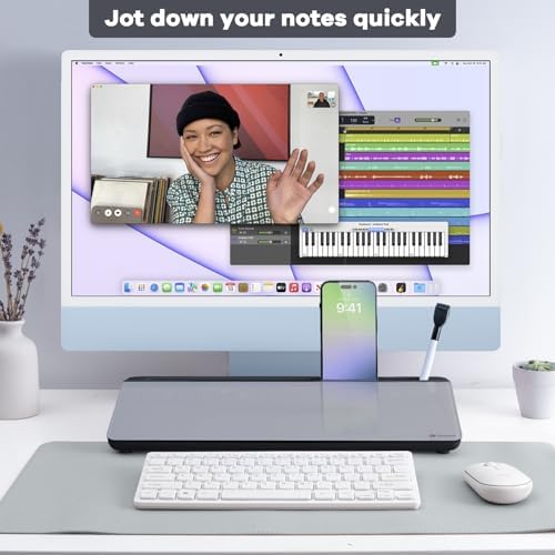 Varhomax Glass Desk Whiteboard with Storage, Desktop Organizer - Image 7