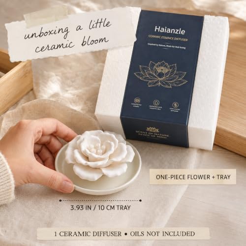Passive Diffuser for Essential Oils, Ceramic Flower Decor(Peony) - Image 7